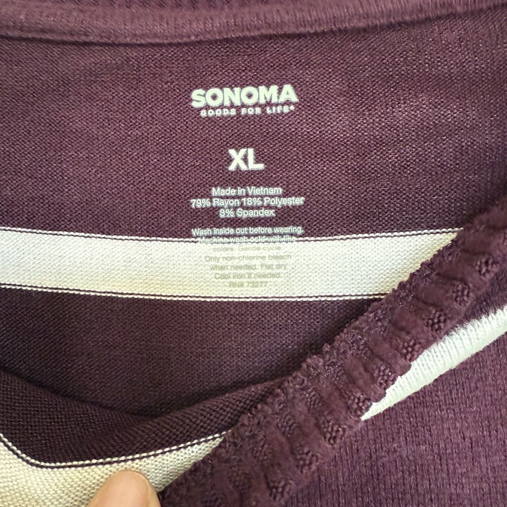 NWT Sonoma Women’s XL Maroon Striped Knit Sweater. Beautiful drape and Soft! - Picture 4 of 12